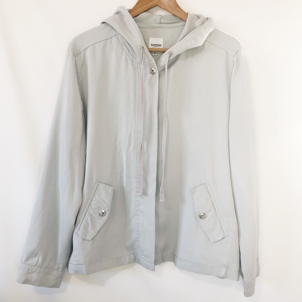 Kensie Jean Lightweight Gray Hooded Jacket